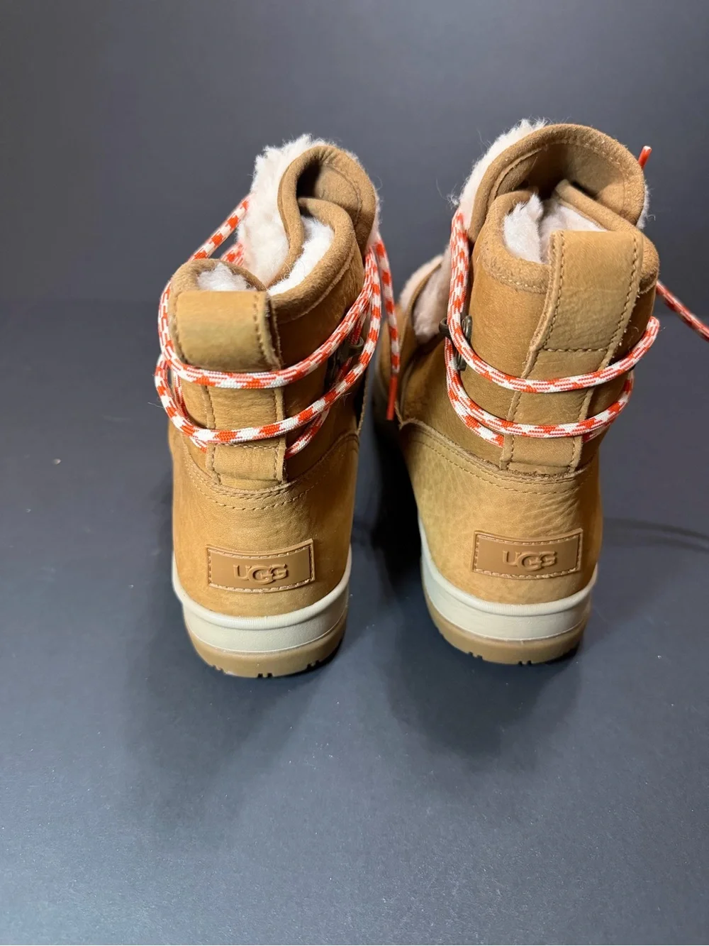 UGG Classic Weather Hiker  Suede Shearling Strap Boots Chestnut Color